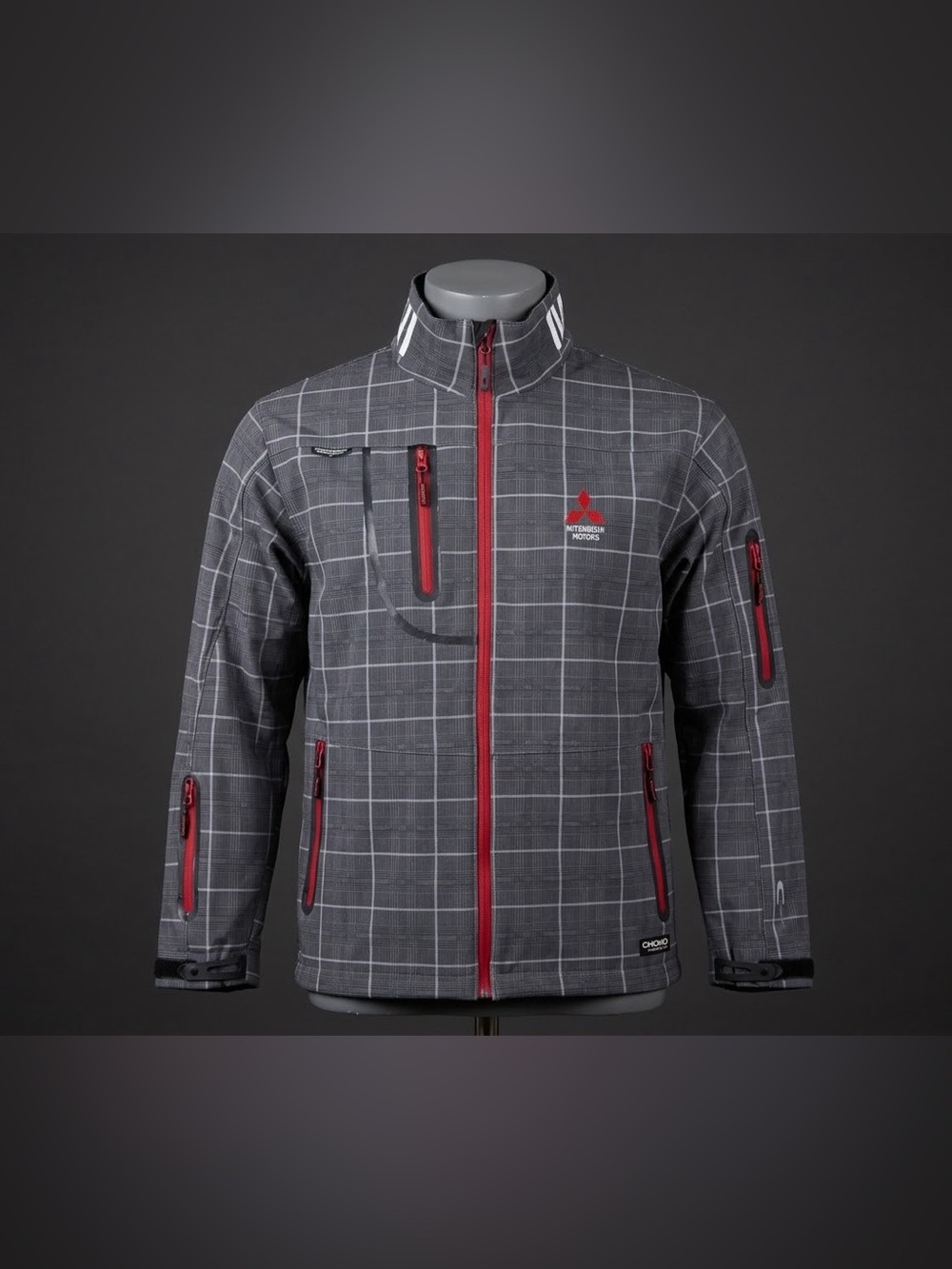 Choko Authentics Mitsubishi Motors Jacket Mens Medium Softshell Insulated Plaid
